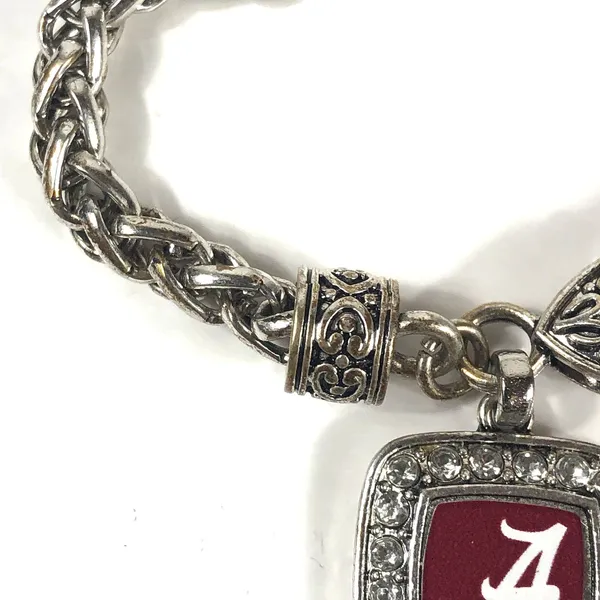 University of Alabama Silver Tone Bracelet 7.75" Long Heart Lock Closure - Image 4