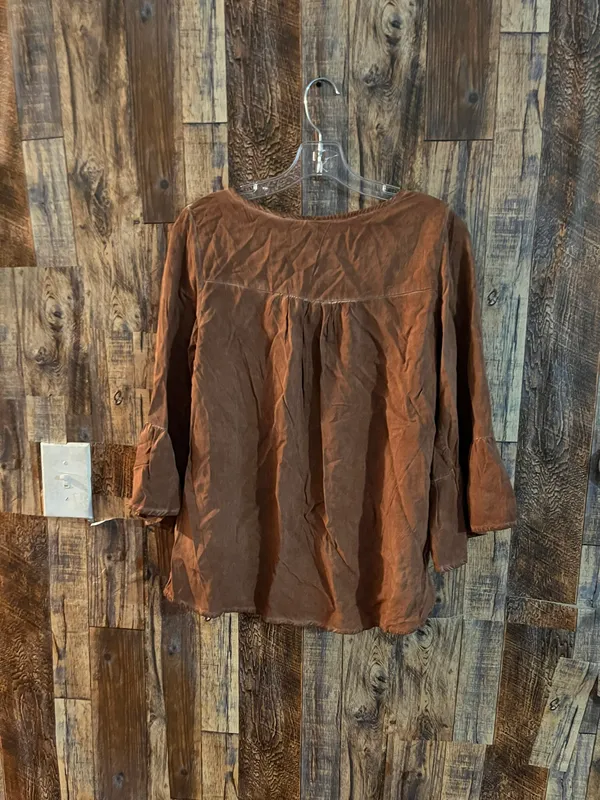 NWT Ninety long sleeves blouse charcoal brown size small (A) - Image 5