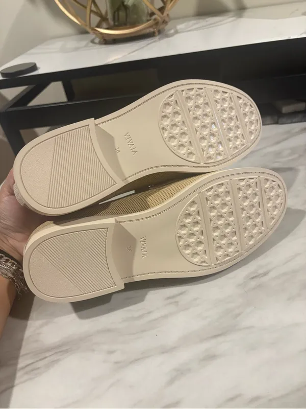 Women's Liana Casual Slip-On Loafers in Beige with Ivory Strap - Image 6