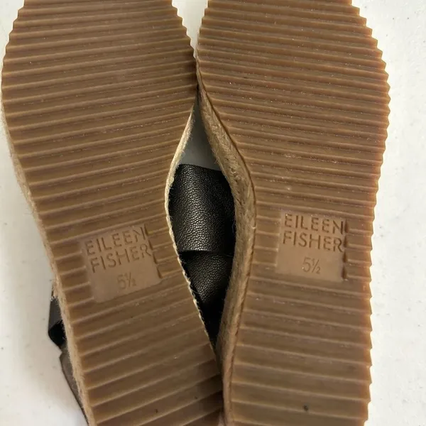 Eileen Fisher Wedge Sandals Pewter 5.5 Women Espadrille Platform Metallic Lthr - Image 14