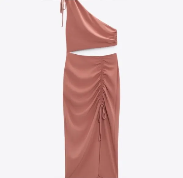 midi dress cut out fitted drapped muave casual party - Image 12