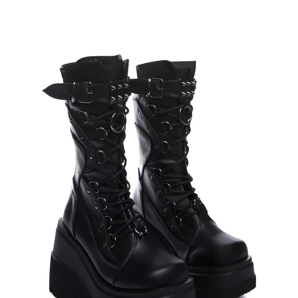 Women's Combat Boots High Chunky Platform Punk Gothic Motorcycle Boots size 37 - Image 5