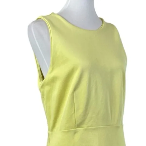 Ann Taylor Sheath Dress Flounce Hem Sleeveless Yellow Pique Knit Women’s Size 12 - Image 8