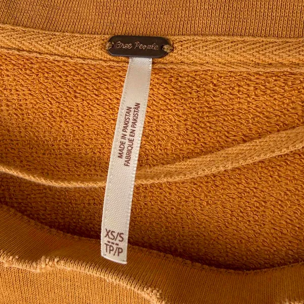 Free People Hole My Heart Oversized Distressed Orange Sweatshirt - Size - XXS - Image 4
