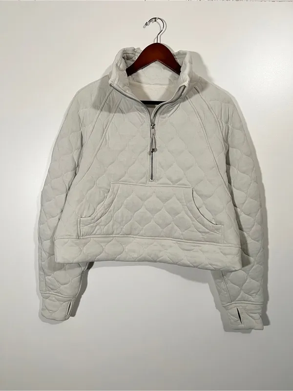 Lululemon Scuba Oversized Quilted Half Zip Size M/L Bone - Image 4