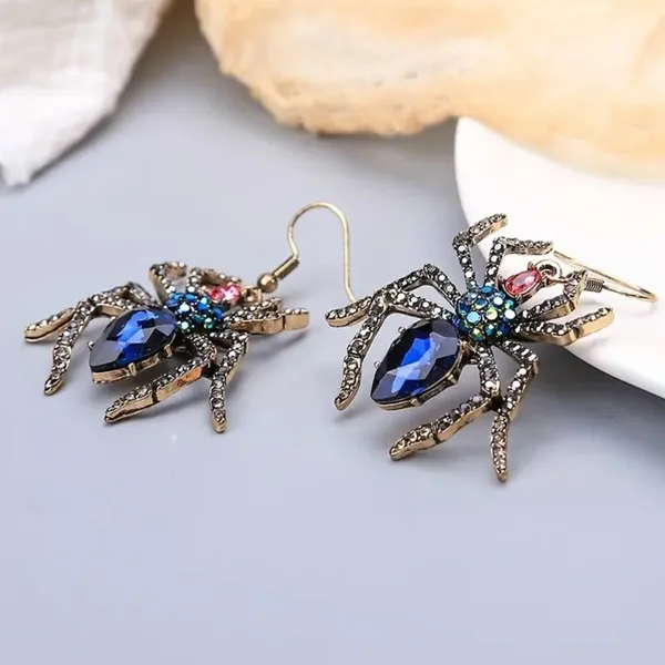 Silver Spider Dangle Earrings Whimsigoth Goth Witchy Edgy Grunge Halloween - Image 4