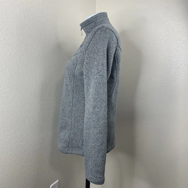 North Face Cresent Heathered Gray 1/4 Zip Women’s Sz M Pullover Purple Embroider - Image 5