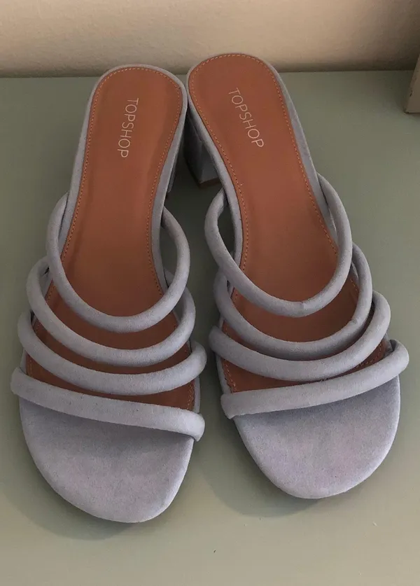 Topshop Baby Blue Block Heel Sandals - Image 2