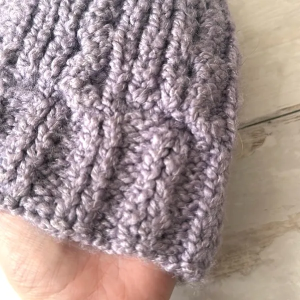Lavender Purple Chunky Crochet Beanie Winter Hat Women’s OS Handmade - Image 2