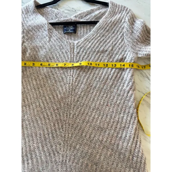 Abercrombie & Fitch Womens XS Marled Pink Oatmeal Ribbed V-Neck Sweater Pullover - Image 4