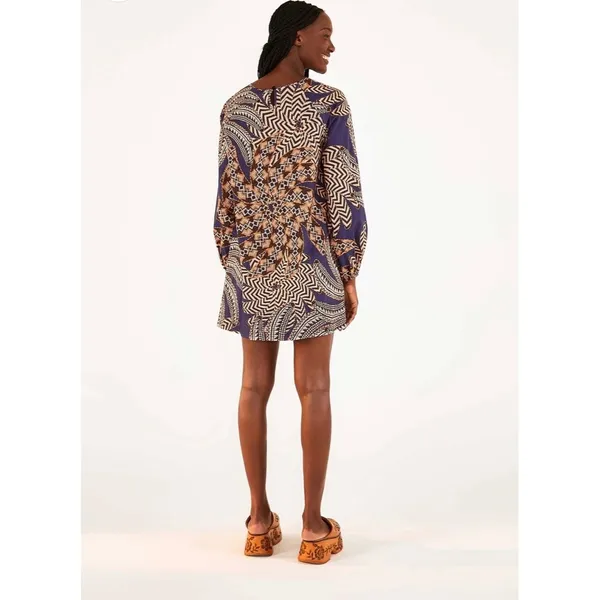 Farm‎ Rio Smocked Geometric Print Beaded Cotton Mini Dress Small Boho Abstract - Image 7