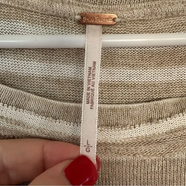 Free People Between The Lines Asymmetrical High Low Linen Dress Large Beige - Image 6