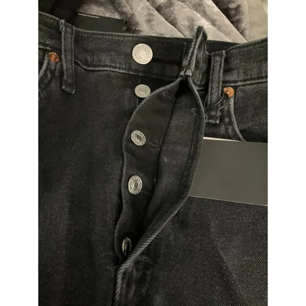 Re/Done Womens High-Rise Straight Leg Black Denim Jeans Size 29 - Image 9