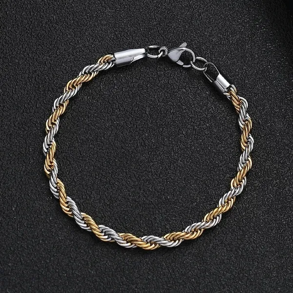 5mm Stainless Steel Twist Chain Bracelet - Image 2