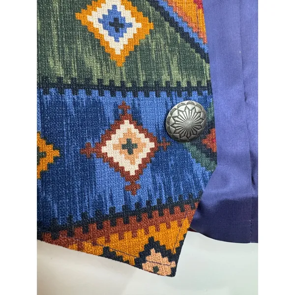 Vintage Coldwater Creek Aztec Western Cotton Faux Buttons Vest sz M - Image 3