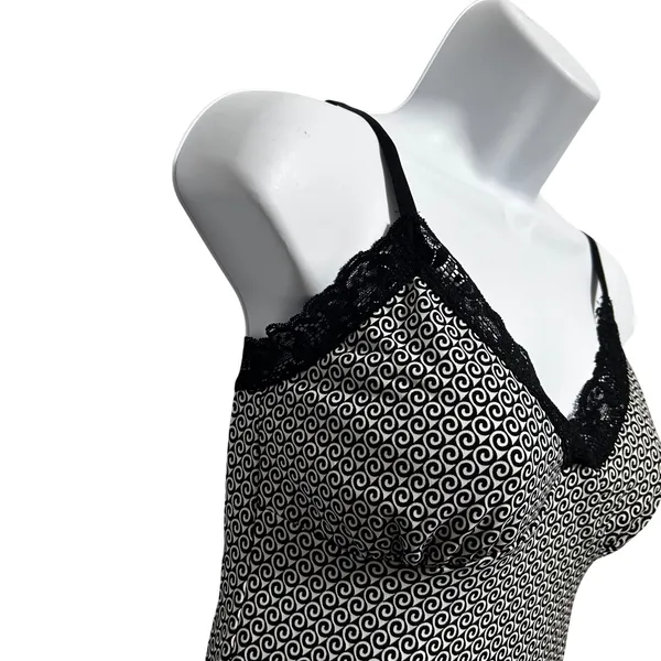 White House Black Market Womens Babydoll Fitted Cami Top XS Swirl Lace Trim‎ Y2K - Image 4