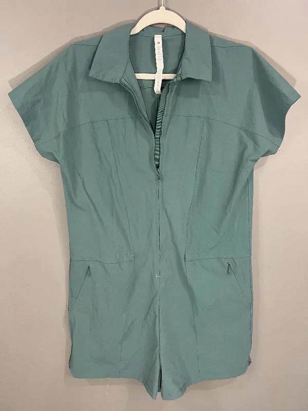 Lululemon Stretch Rib Pocketed Romper Tidewater Teal Size 4 - Image 2