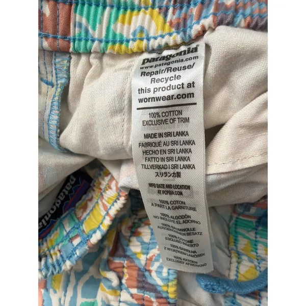 Patagonia Womens Baggies Shorts Abstract Geometric Print Blue Yellow Large - Image 9