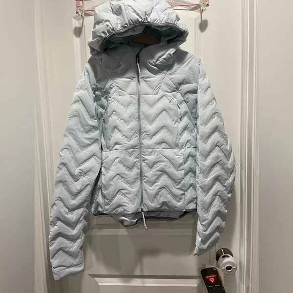 Free People Gettin Lost Light Blue Arctic Snow Puffer Jacket Medium - Image 4