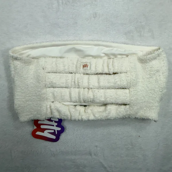 Yitty Small Pet Me Four Strap Bandeau Ivory Fuzzy Faux Fur Crop Top BN2253619 - Image 12