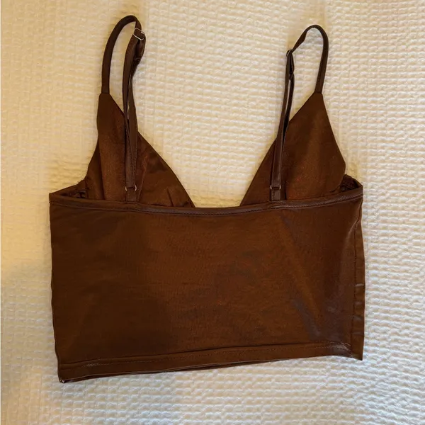 Brown Satin Going Out Top - Image 3