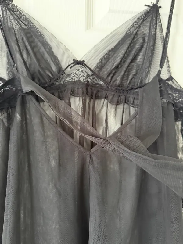 Vintage Seductively Yours Cinema Etoile Babydoll Gown Whimsigoth Witchy Bows L - Image 5