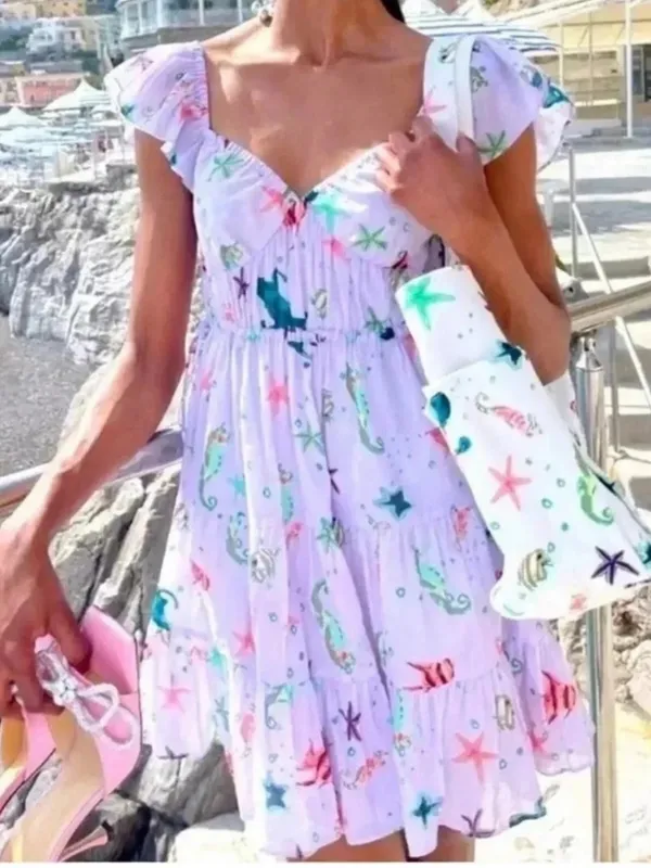 Hill House Cotton Lucia Dress in Sea Creatures Lilac Purple Size S - Image 12