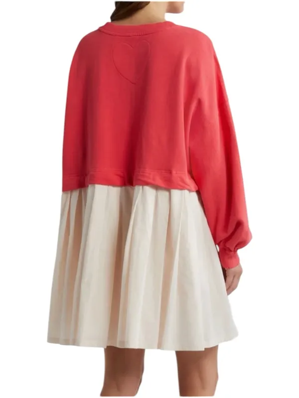 Free People Eleanor Layered Sweatshirt Mini Dress Size Medium Watermelon Wedge - Image 3