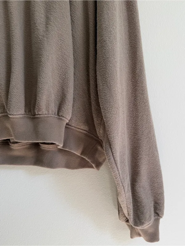 Aerie Terry Button Sweater Size Small Oversized Pullover Soft Life Brown Neutral - Image 6