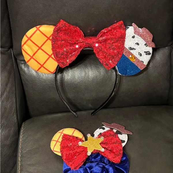 Disney Toy Story Woody Jessie red bow Ears headband and matching scrunchie set - Image 2