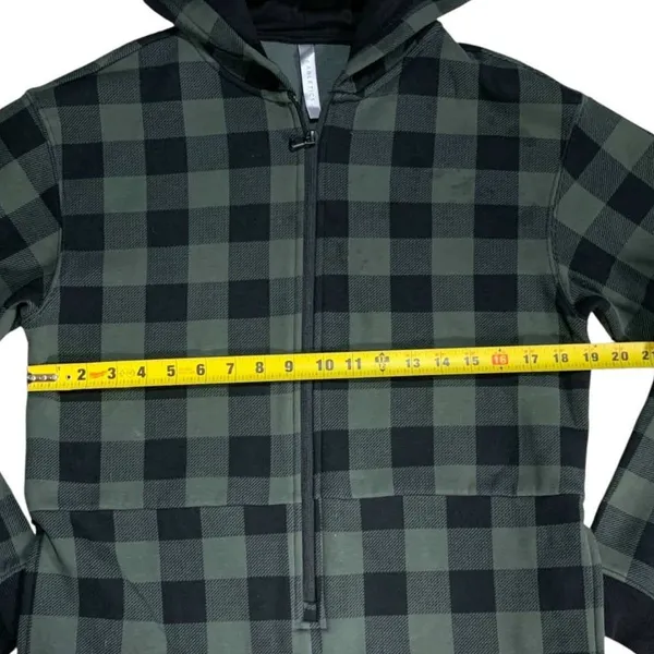 Fabletics Jumpsuit Women S Green Buffalo Plaid Fleece Hooded Pajamas Cabincore - Image 4