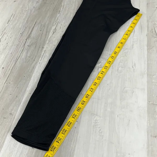 Nike Dri-Fit Black Cropped Mesh Bottom Drawstring Zip Pocket Stretch Leggings - Image 9