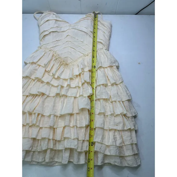 Lucy Paris Antique White Ruffle Coquette Cottagecore Romantic Mini Dress Size S - Image 7