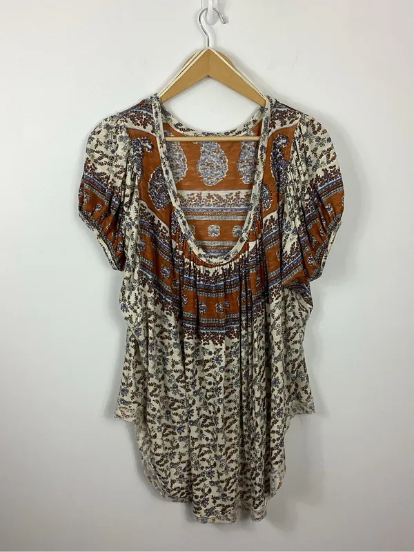 Free People Paisley Puff Sleeve Top Size Small NWT - Image 6