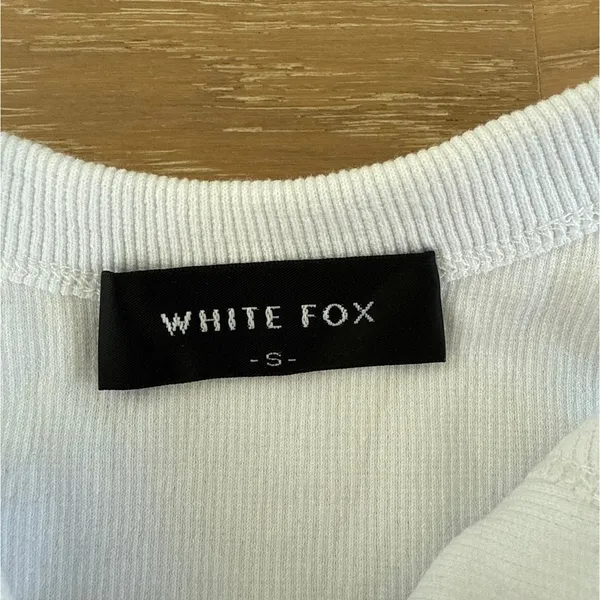 White Fox Tank Top Sleeveless Buckle Strap Size S White - Image 2