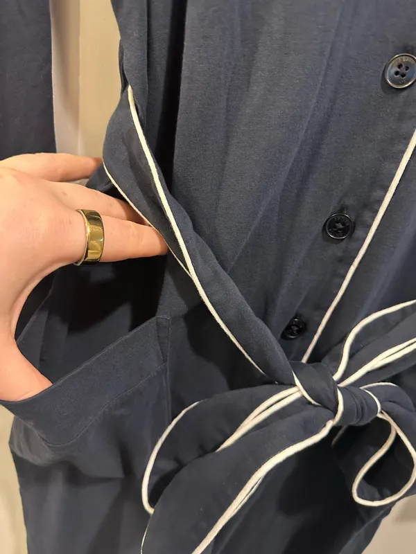 Petite Plume 100% Pima Cotton Polo Pajama Jumpsuit Navy - Image 7