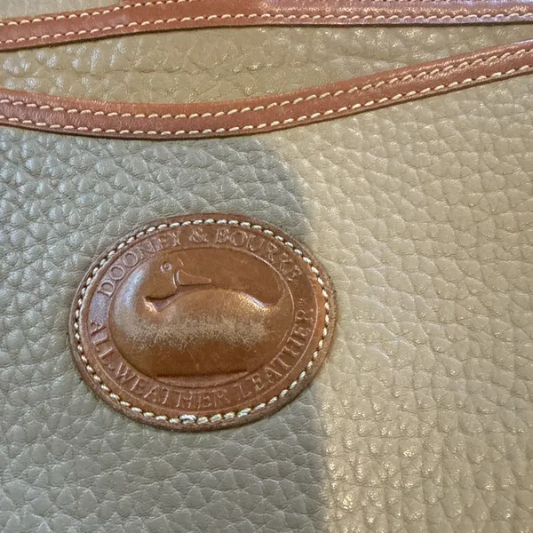 Vintage Dooney & Bourke Crossbody Bag Womens Medium Taupe Leather - Image 13