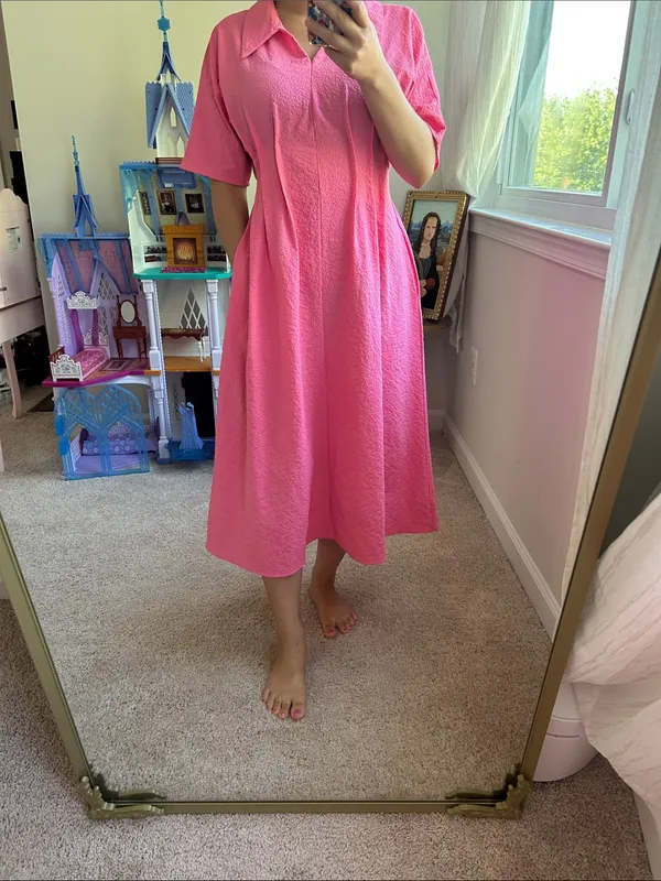 Cool fabric pink dress. S - Image 14