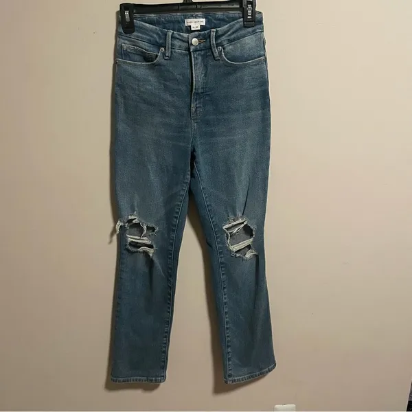 Good American Good Vintage High Rise Distressed Straight Leg Jeans- Size 0 (25) - Image 4