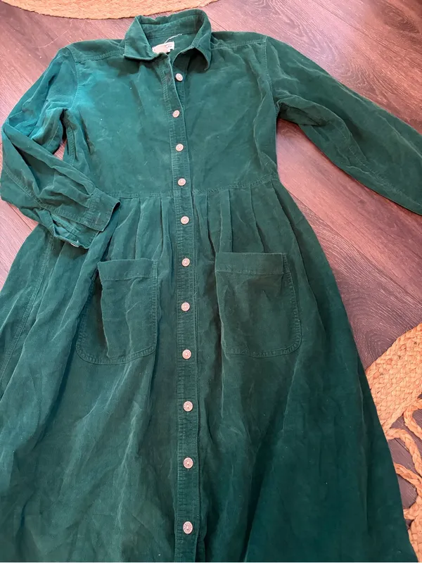 Talbots Deep Green Corduroy Button-Front Dress size 4 - Image 2