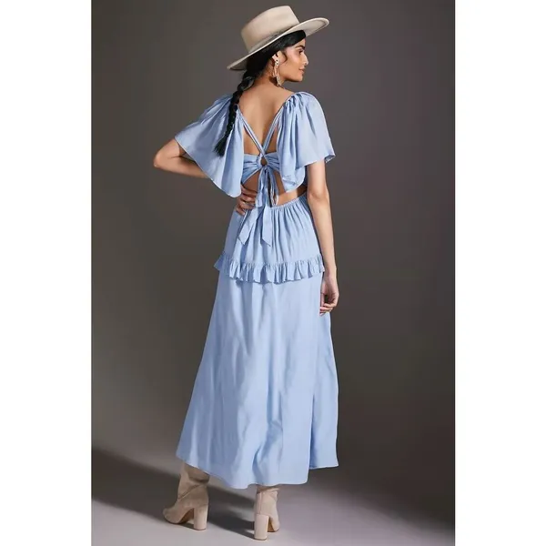 Anthropologie Tiered Ruffled Maxi Dress Size L - Image 3
