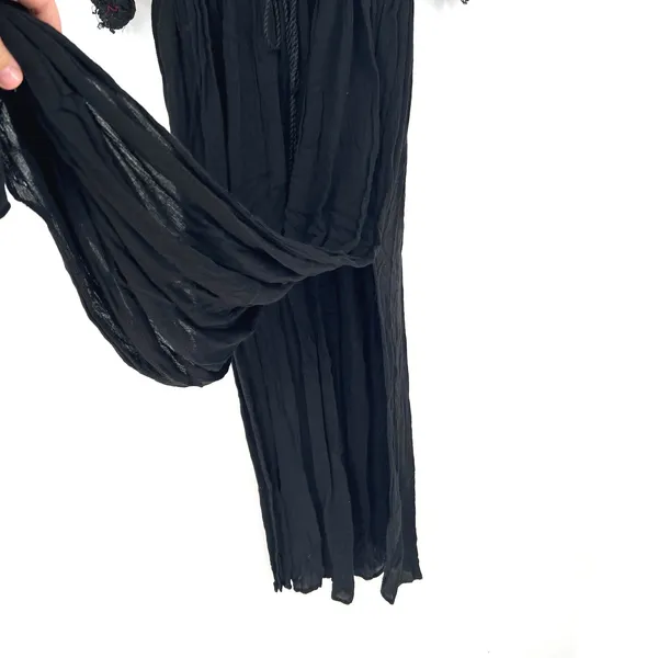 Earthbound Trading Co Black Boho Embroidered Maxi‎ Dress Small Gauze Festival - Image 5