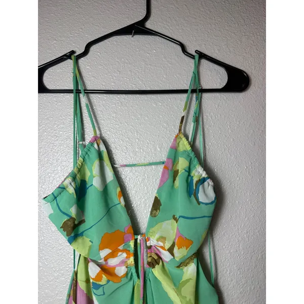 ASTR the Label Aneira Floral Tiered Maxi Dress Green Pink Multi Size‎ S - Image 6
