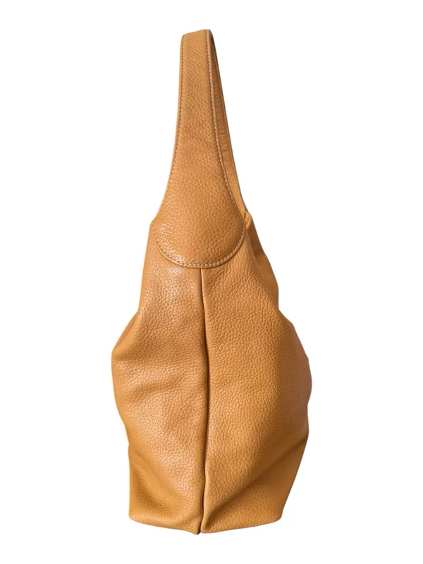 Dooney & Bourke Camel Tan Saddle Pebble Leather LOGO LOCK Hobo Shoulder Bag - Image 9