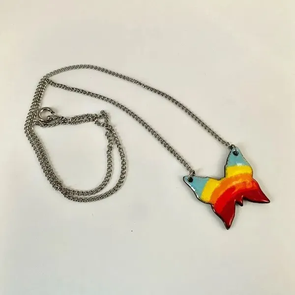 Rainbow butterfly pendant necklace - Image 4