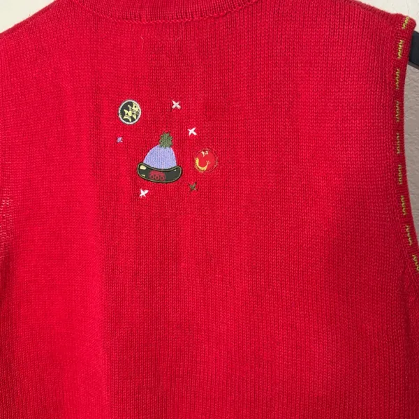 Christopher & Banks Red Snowman Embroidered Full Zip Knit Sweater Vest XL - Image 7
