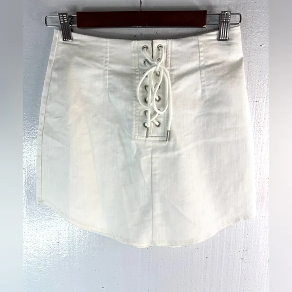 Forever 21 S Denim Lace-Up Mini Skirt in White - Image 5