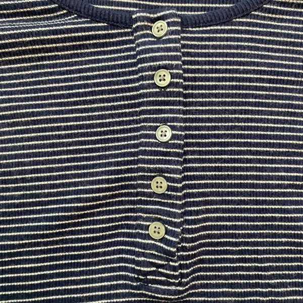 J. Crew Navy and White Striped Scoop Neck Ribbed Long Sleeve Henley - Image 12
