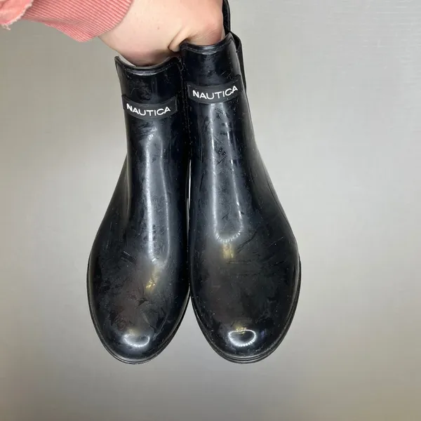 Nautica Shayna Black Rubber Chelsea‎ Rain Boots Womens Size 6 Ankle Booties - Image 2