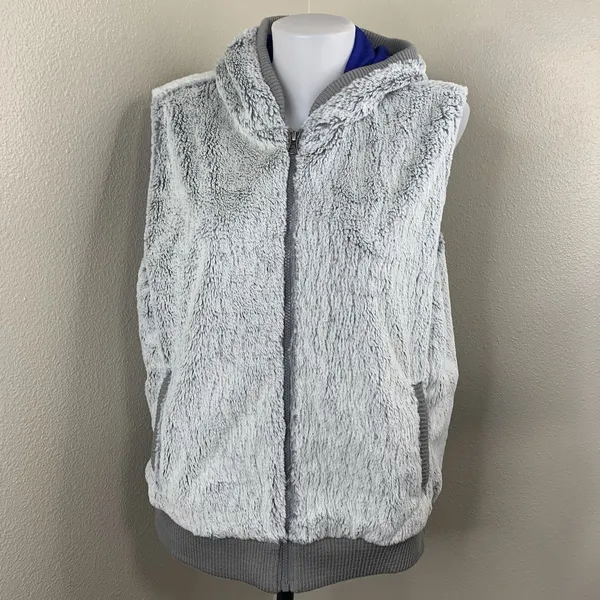 Patagonia Deep Pile Fuzzy Soft Cozy Full Zip Vest Women’s Sz XL Gray - Image 2